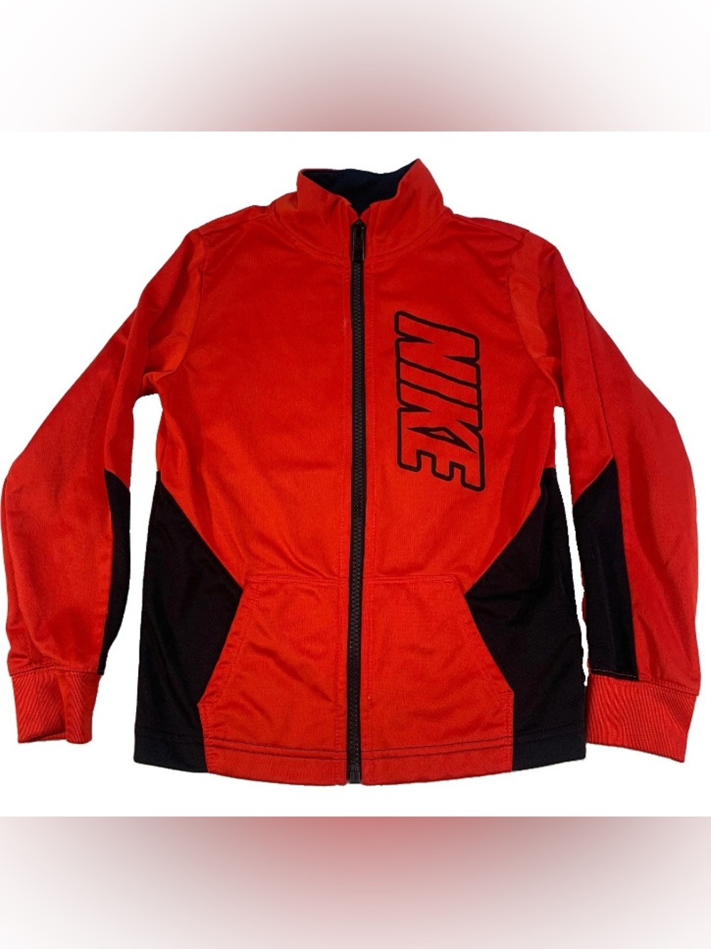 Nike Kids' Red Full-Zip Track Jacket Red/Black Logo Size 7 Lg